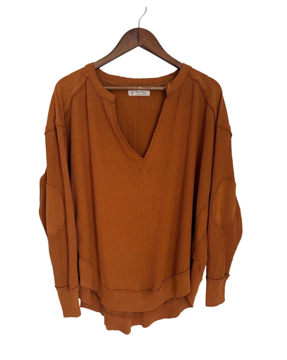 We The Free Waffle Knit Fall Orange Comfy Slouchy Oversized Sweater